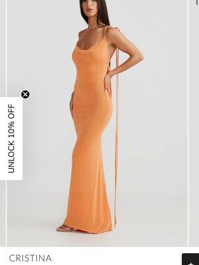 Cristina Sleeveless Orange Tie-Back Maxi Dress